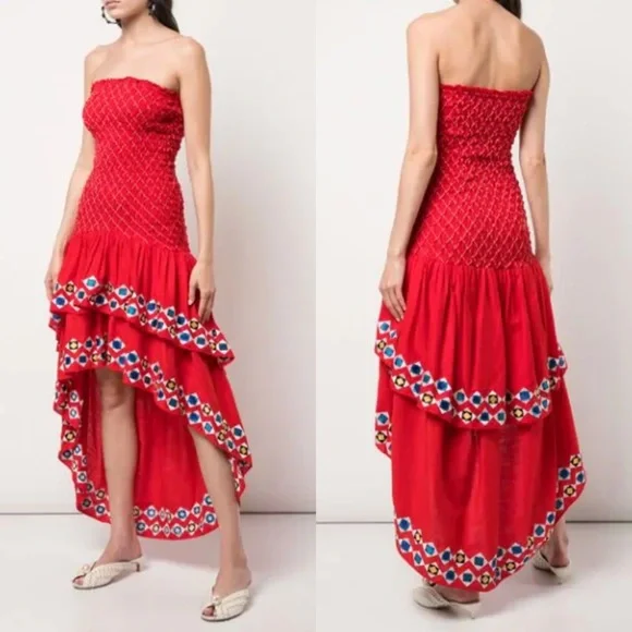 Alexis Revada Dress in Red Geometric Embroidery Size Large NWT - Picture 3 of 11